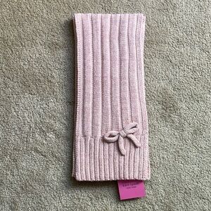 NWT Kate Spade NY Pink Shimmer Winter Scarf Ribbed with Adorable Bow Decoration